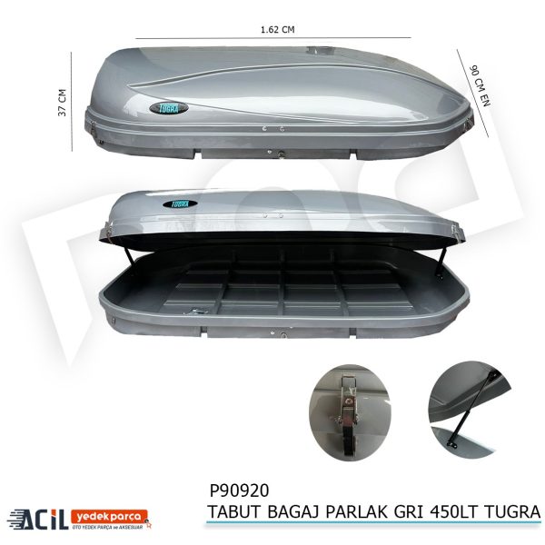 TABUT BAGAJ PARLAK GRI 450LT TUGRA