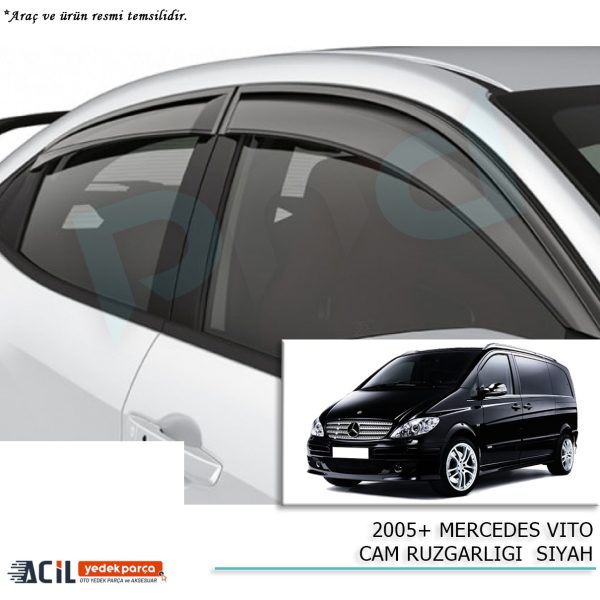 2005+ MERCEDES VITO CAM RUZGARLIGI  SIYAH