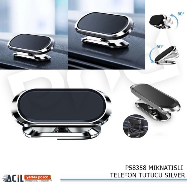 MIKNATISLI TELEFON TUTUCU SILVER