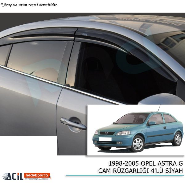 1998-2005 OPEL ASTRA G CAM RUZGARLIGI 4PCS SIYAH