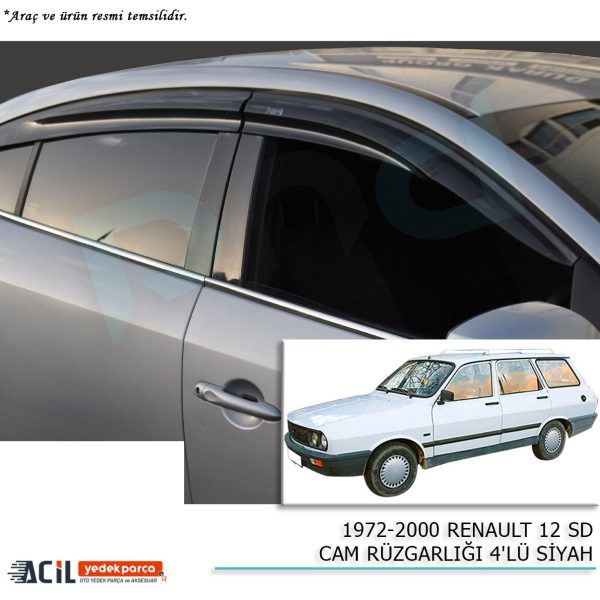 1972-2000 RENAULT 12 SD CAM RUZGARLIGI 4PCS SIYAH