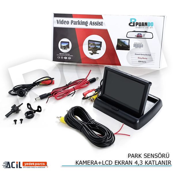 PARK SENSORU KAMERA+LCD EKRAN 4,3 KATLANIR