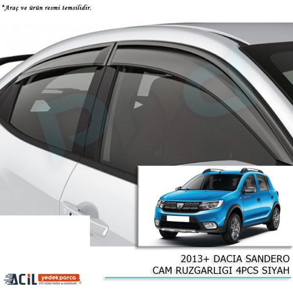2008-2013 DACIA SANDERO CAM RUZGARLIGI 4PCS SIYAH