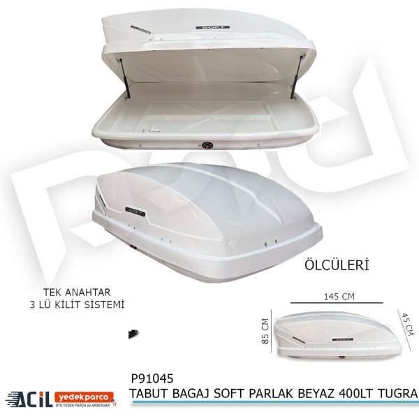TABUT BAGAJ SOFT PARLAK BEYAZ 400LT TUGRA