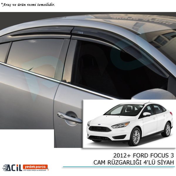 2012+  FORD FOCUS 3 CAM RUZGARLIGI 4PCS SIYAH