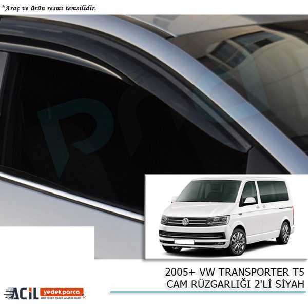 2005+ VW TRANSPORTER T5 CAM RUZGARLIGI 2PCS SIYAH
