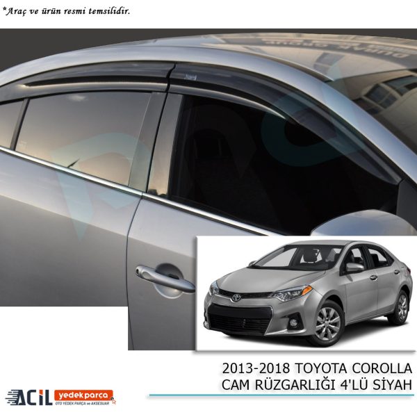 2013-2018 TOYOTA COROLLA CAM RUZGARLIGI 4PCS SIYAH