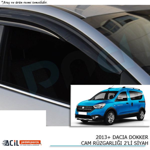 2013+ DACIA DOKKER CAM RUZGARLIGI 2PCS SIYAH