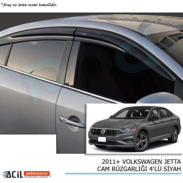 2011+ VOLKSWAGEN JETTA CAM RUZGARLIGI 4PCS SIYAH
