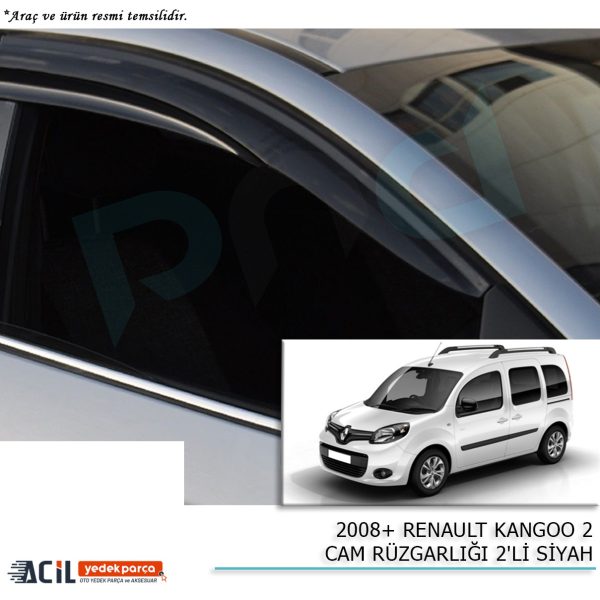 2008+ RENAULT KANGOO 2 CAM RUZGARLIGI 2PCS SIYAH