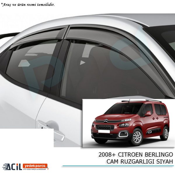 2008+ CITROEN BERLINGO CAM RUZGARLIGI  SIYAH