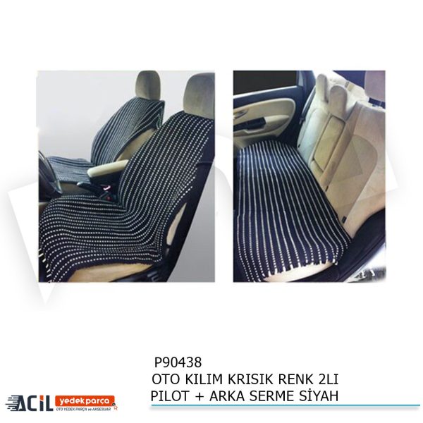OTO KILIM KRISIK RENK 2LI PILOT + ARKA SERME SİYAH