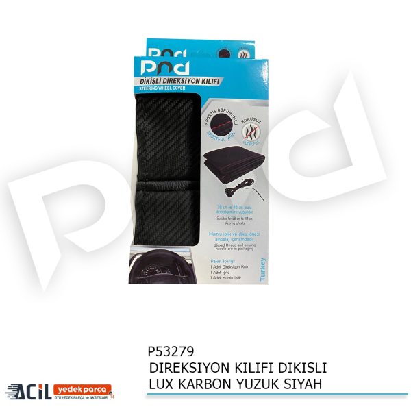 DIREKSIYON KILIFI DIKISLI LUX KARBON YUZUK SIYAH