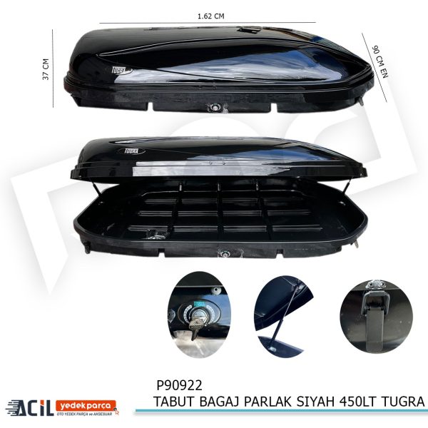 TABUT BAGAJ P.BLACK PARLAK SIYAH 450LT TUGRA