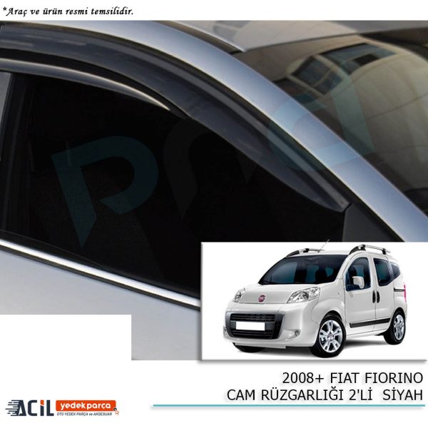 2008+ FIAT FIORINO CAM RUZGARLIGI 2PCS  SIYAH