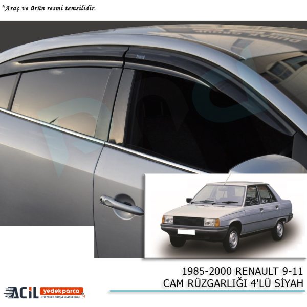 1985-2000 RENAULT 9-11 CAM RUZGARLIGI 4PCS SIYAH