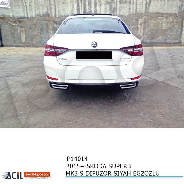2015+ SKODA SUPERB MK3 S DIFUZOR SIYAH EGZOZLU