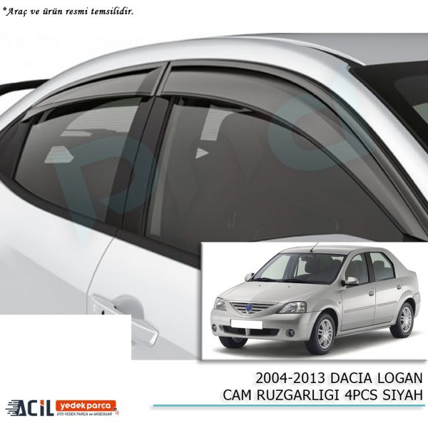 2004-2013 DACIA LOGAN CAM RUZGARLIGI 4PCS SIYAH
