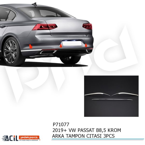 2019+ VW PASSAT B8,5 KROM ARKA TAMPON CITASI 3PCS