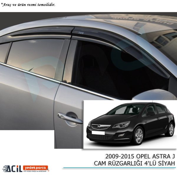 2009-2015 OPEL ASTRA J CAM RUZGARLIGI 4PCS SIYAH