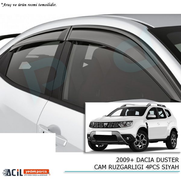 2009+ DACIA DUSTER CAM RUZGARLIGI 4PCS SIYAH