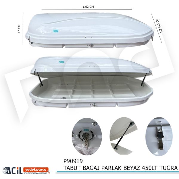 TABUT BAGAJ PARLAK BEYAZ 450LT TUGRA